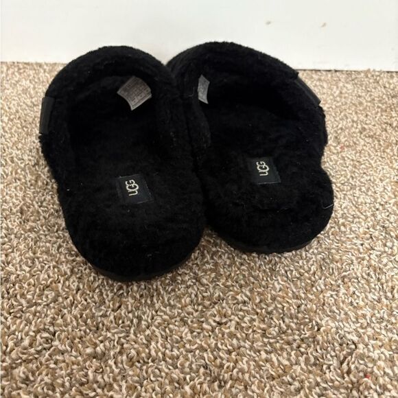 UGG Black Plush Slide Slippers main image 5